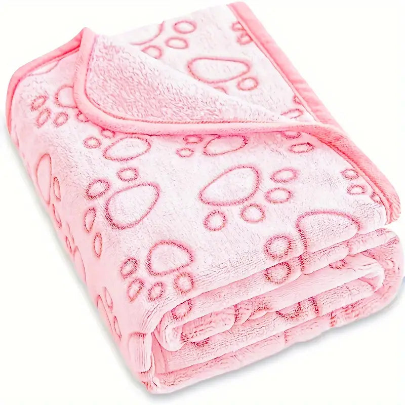 Soft Fluffy Paw Print Dog Blanket