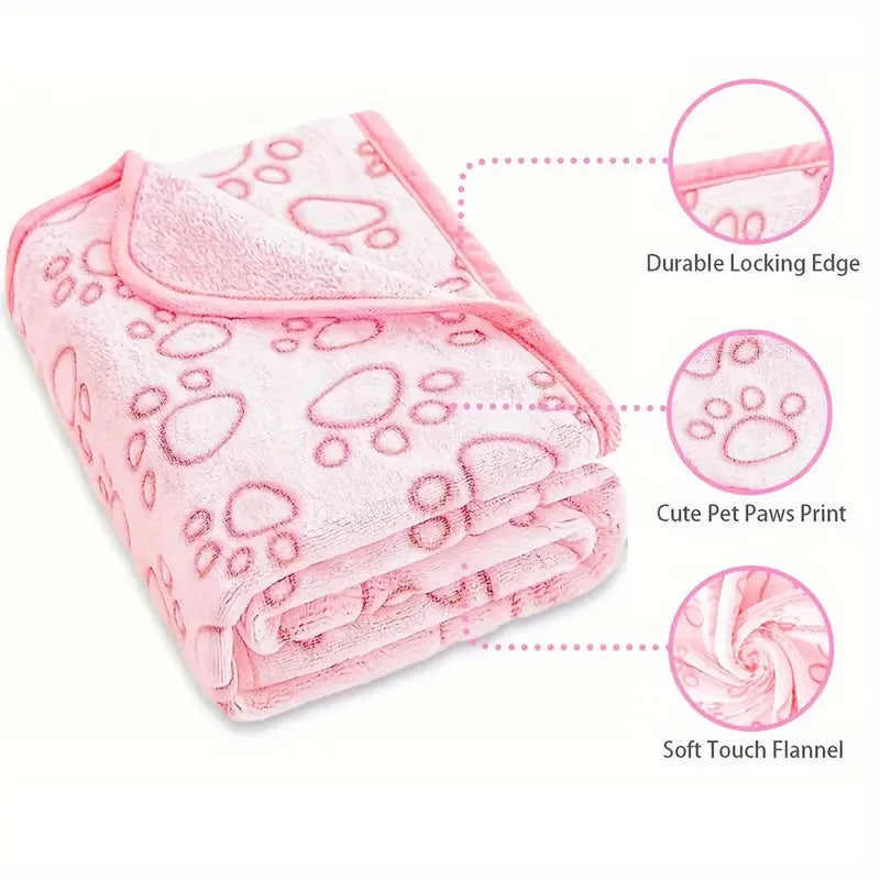 Soft Fluffy Paw Print Dog Blanket