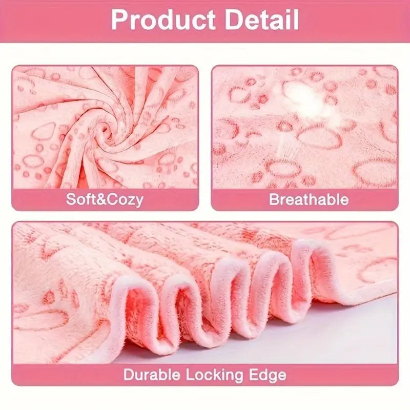 Soft Fluffy Paw Print Dog Blanket