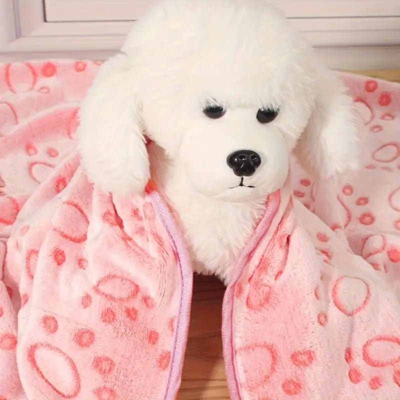 Soft Fluffy Paw Print Dog Blanket