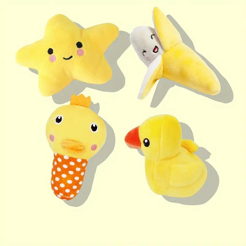 4-Pack Plush Squeaky Pet Toy Set