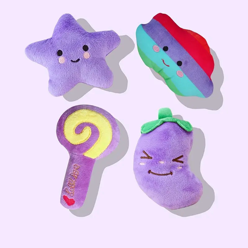 4-Pack Plush Squeaky Pet Toy Set