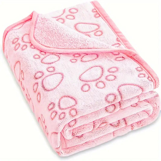 Soft Fluffy Paw Print Dog Blanket