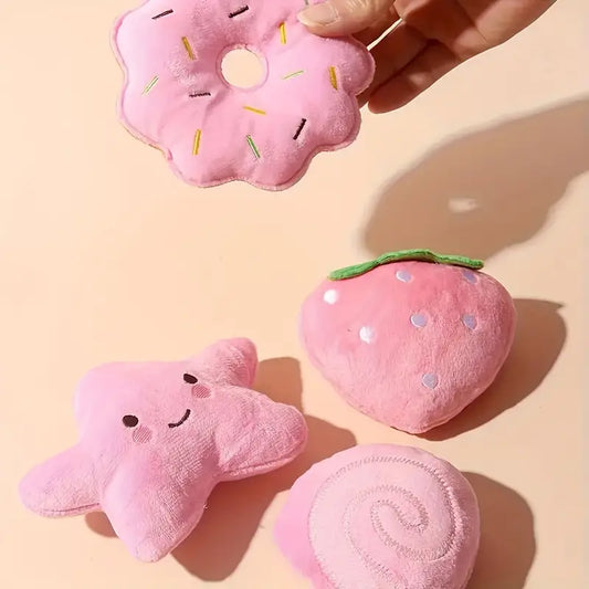 4-Pack Plush Squeaky Pet Toy Set
